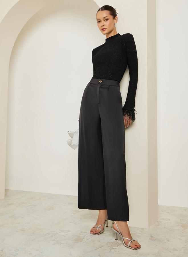Styli Women Black Wide Leg Pants - Image 4
